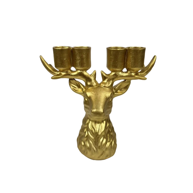 Gold reindeer candleholder 18.5cm