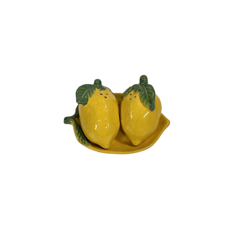 Lemon Shaped Salt And Pepper Set With Tray 6cm