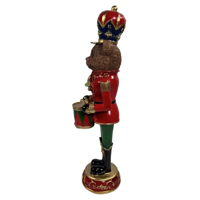Teddy Bear Nutcracker Red And Blue Crown 12.5x12x43.3cm