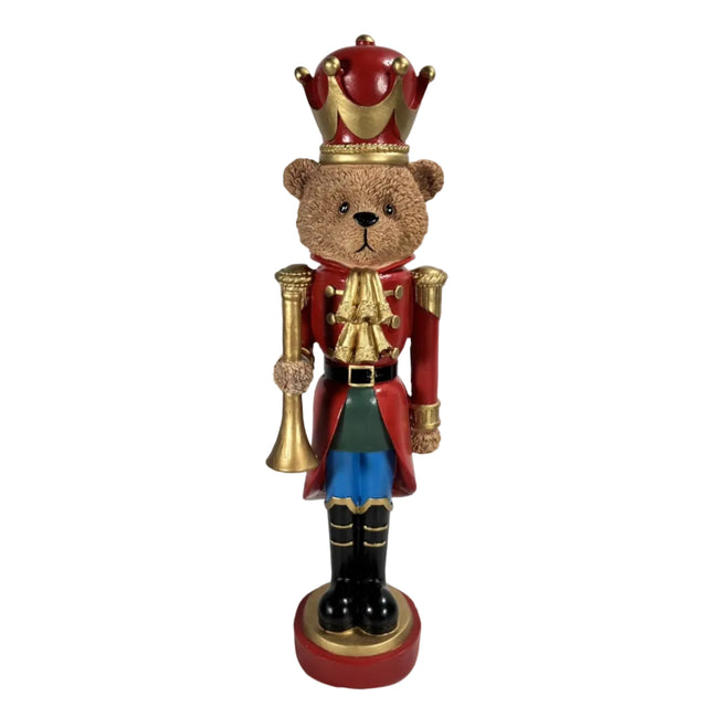 Bear nutcracker with red, gold, green & blue outfit 46cm
