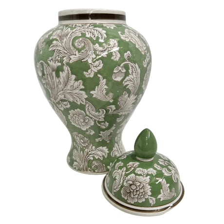 Green And White Chinoiserie Ginger Jar 27x27x51cm