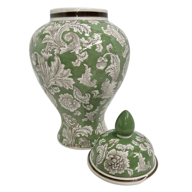 Green And White Chinoiserie Ginger Jar 27x27x51cm