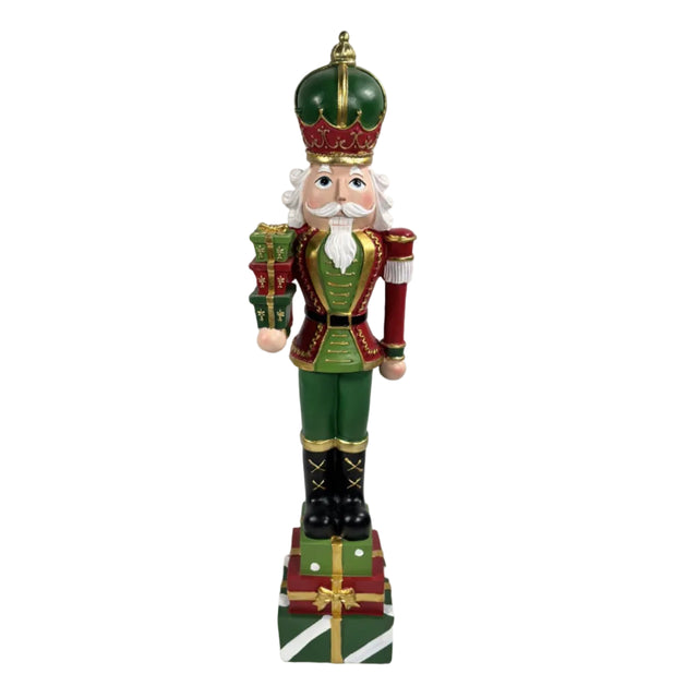 Green And Red Nutcracker On Gift Boxes 11.8x8.5x50.8cm