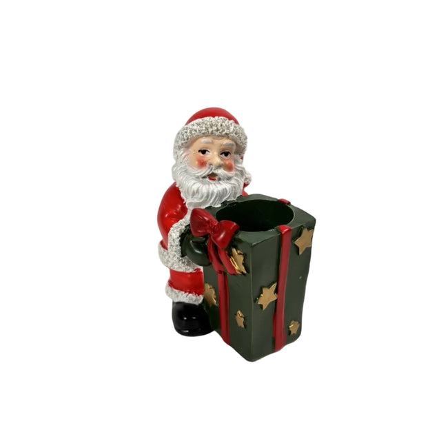 Santa with giftbox toothpick holder 10x7cm