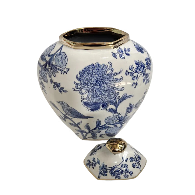 Chinoiserie Ginger Jar Gold Accented Lid 26x36cm