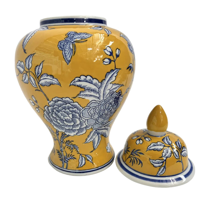 Yellow Ginger Jar - Floral Design 21x39cm