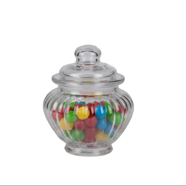 Storage jar glass rib design 7.8x12.5cm - 310ml - Round