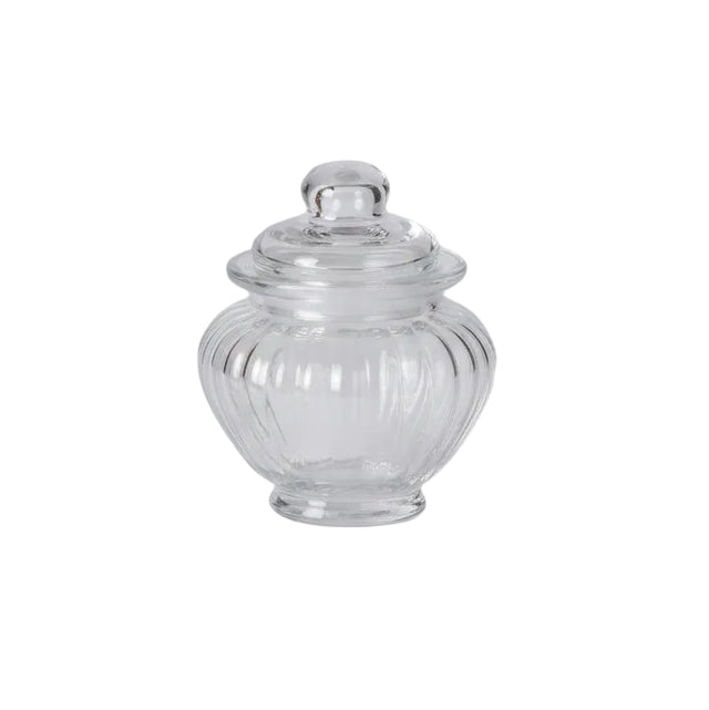 Storage jar glass rib design 7.8x12.5cm - 310ml - Round