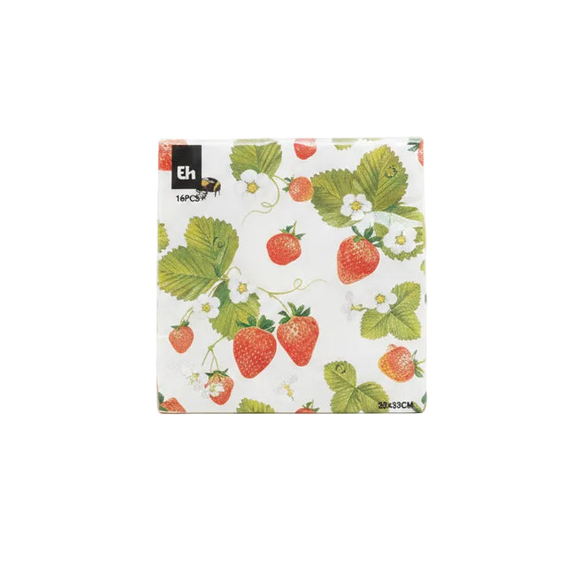 Napkins 16pcs 33x33cm - Strawberries
