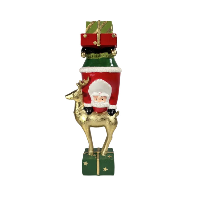 Reindeer Carrying Gifts Candleholder 12.5x9.5cm