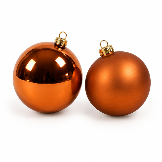 Bauble Set With Star Tree Topper Set Of 33 8cm, Copper & Brown