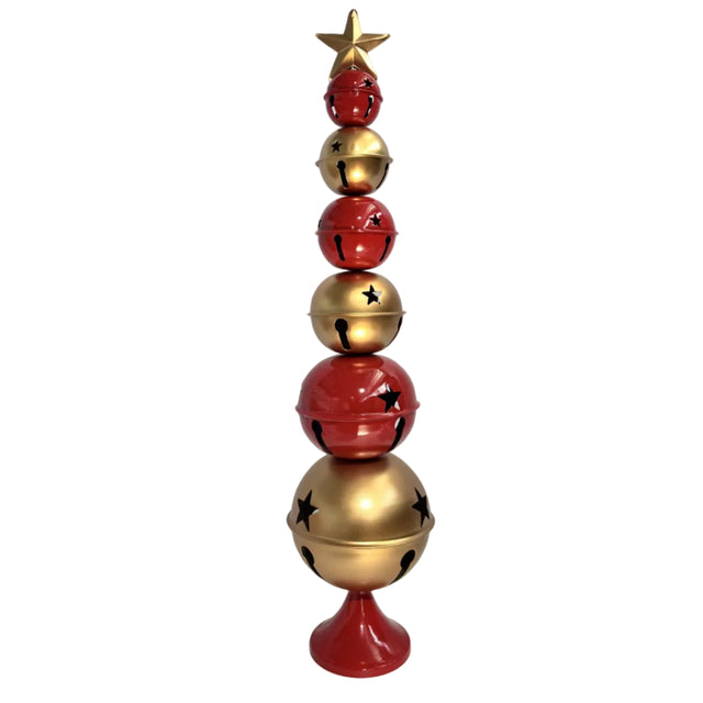 Stacked Red And Gold Jingle Bells 22x22x91cm