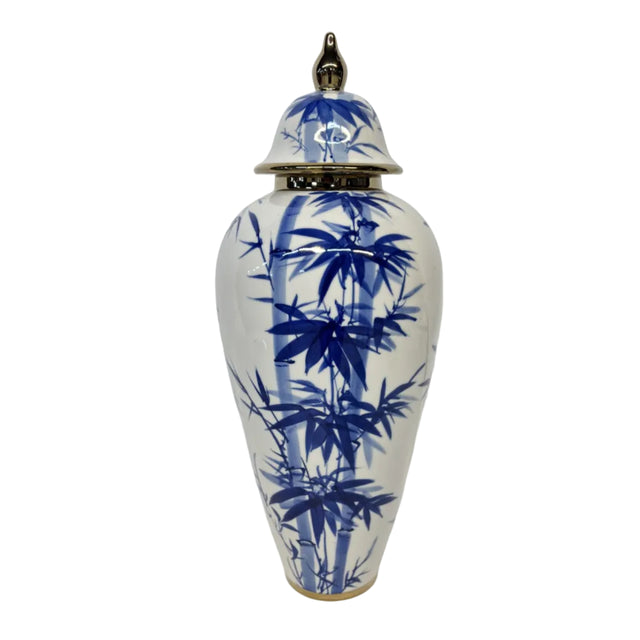 Ginger Jar With Blue Bamboo 19x45cm