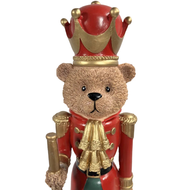 Bear nutcracker with red, gold, green & blue outfit 46cm