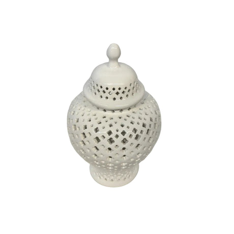 Ginger jar white lattice 16x28cm
