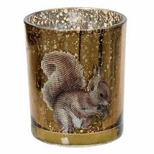 Glass Votive Gold 7x8.3cCm - Squirrel