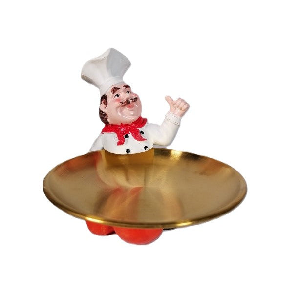 Chef With Round Tray 17X9X14Cm