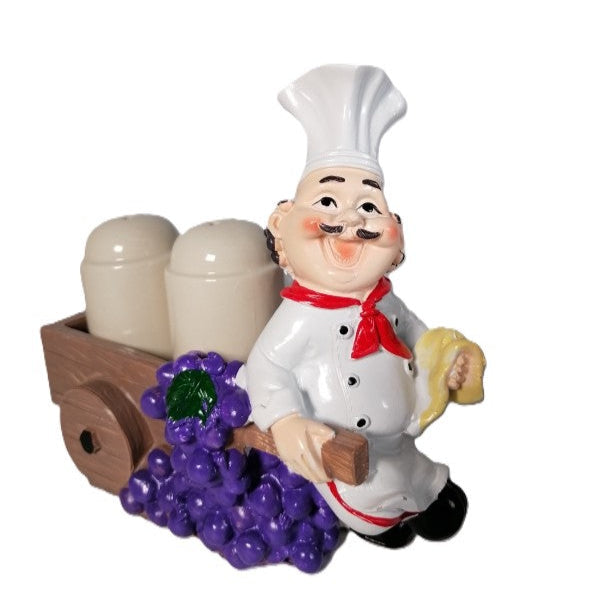Chef With Wagon And Green Cloth 17X10X17Cm