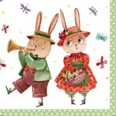 Serv D/Sqr Rabbit Couple with butterflies