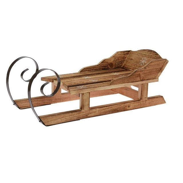 Sledge, Wood 47x18x16cm With Snowflakes